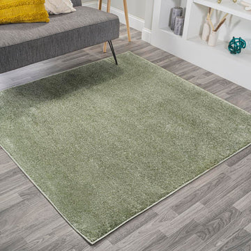 Haze Solid Low-pile Area Rug Green